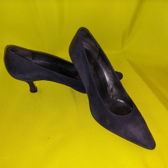 Vintage Real Suede Women Shoes Dark Blue Bravo Browns Spain - Picture 3 of 8